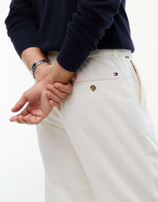 Tommy Hilfiger Dover regular straight elasticated corduroy chinos in ivory silk, 4 of 7