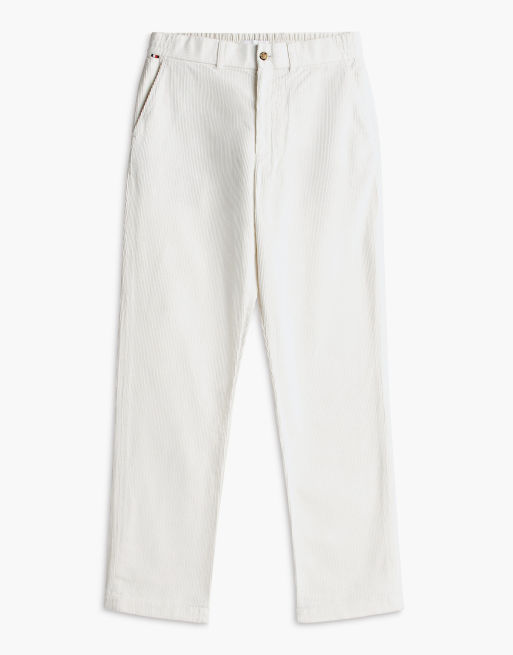 Tommy Hilfiger Dover regular straight elasticated corduroy chinos in ivory silk, 6 of 7
