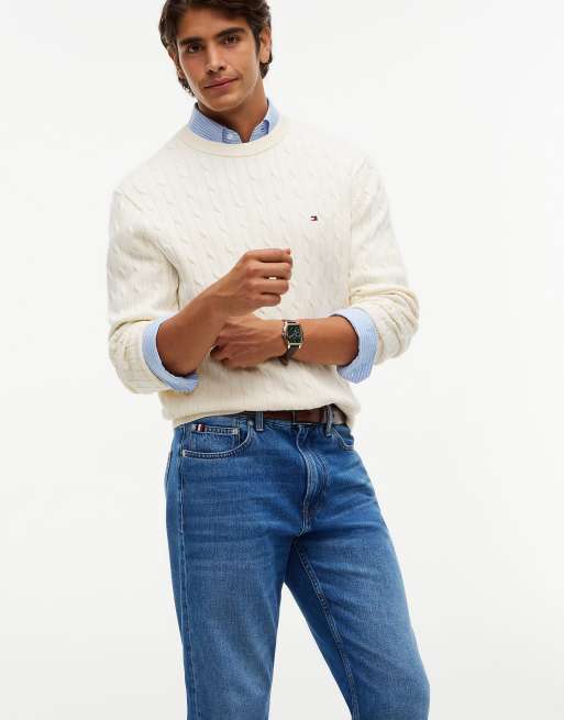 Tommy Hilfiger Dover Regular Straight-Leg-Jeans mit Whiskering in Quartz-Mittelblau, 5 von 7