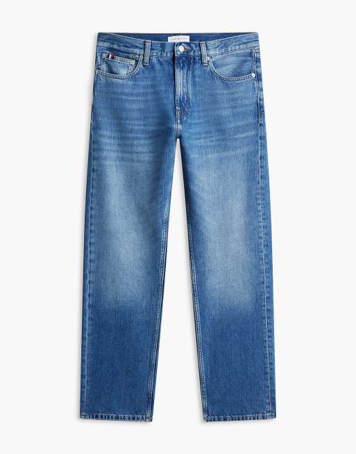 Tommy Hilfiger Dover regular straight leg whiskered jeans in quartz med blue, 7 of 7