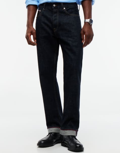 Tommy Hilfiger Dover regular straight selvedge jeans in selvedge rinse - dark wash - view 1