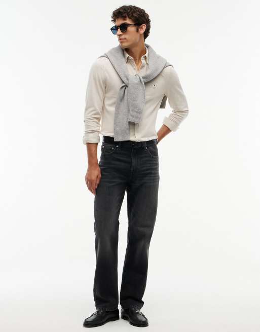 Tommy Hilfiger Dover regular straight whiskered jeans in mick dark grey, 2 of 7