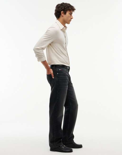 Tommy Hilfiger Dover regular straight whiskered jeans in mick dark grey, 3 of 7