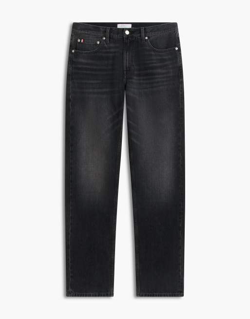 Tommy Hilfiger Dover regular straight whiskered jeans in mick dark grey, 7 of 7