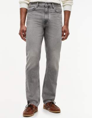Dover - Straight Jeans in verblasstem Hellgrau mit regulärer Passform-Blau Blau W36 L36