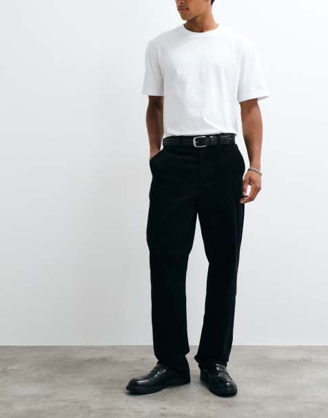 Tommy Hilfiger dover wide corduroy trousers in black