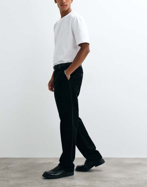 Tommy Hilfiger dover wide corduroy trousers in black, 4 of 5