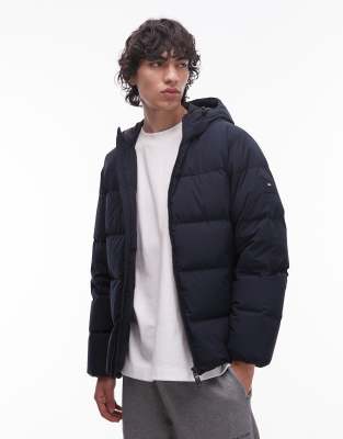 Tommy Hilfiger Down Hooded Puffer Jacket In Navy