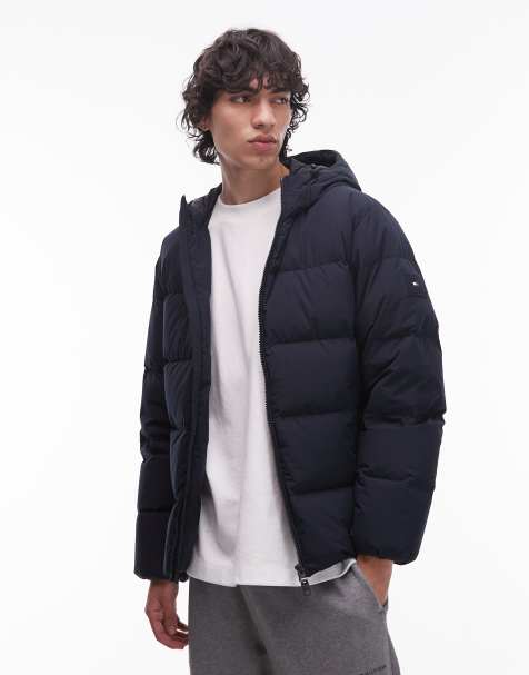 Tommy Hilfiger down hooded puffer jacket in navy - view 1