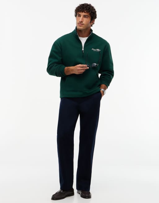 Tommy Hilfiger Drawstring hem relaxed quarter-zip sweatshirt in nocturnal green, 2 of 6