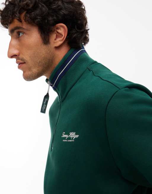 Tommy Hilfiger Drawstring hem relaxed quarter-zip sweatshirt in nocturnal green, 3 of 6