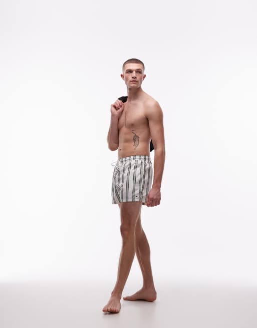 Tommy Hilfiger drawstring swim short in green and grey stripe , 2 of 5