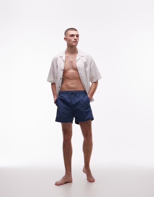 Tommy Hilfiger drawstring swim short with side logo tape in blue, 2 of 5
