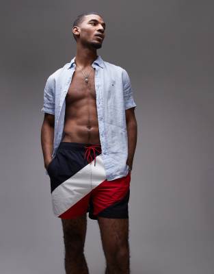 Tommy Hilfiger Drawstring Swim Shorts In Navy