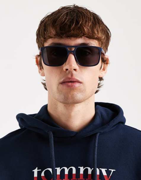 Tommy Hilfiger – Eckige Herren-Sonnenbrille in Blau und Rot  - view 1