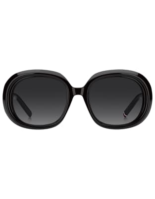 Tommy Hilfiger - Eckige Sonnenbrille in Schwarz und Silber