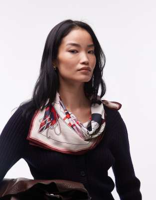 Tommy Hilfiger - Eckiger Schal in Hellrosa mit Motiv