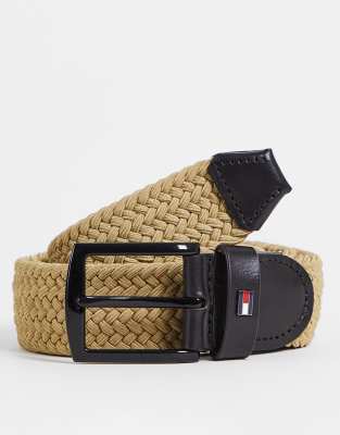 Tommy Hilfiger elasticated 35mm woven belt in tan
