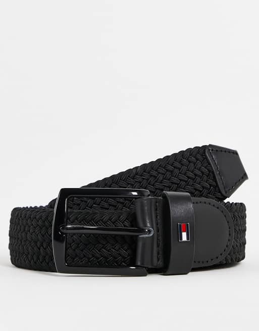 Tommy Hilfiger – Elastischer, 35 mm langer Webgürtel in Schwarz