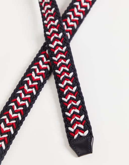 Tommy Hilfiger - Elastisk vævet bælte i sort/rød/hvid, 2 af 4