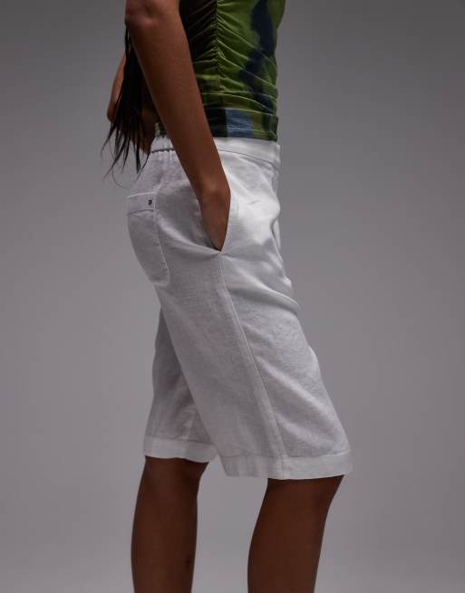 Tommy Hilfiger – Elegante, schmal geschnittene Shorts aus Leinenmix in Schwarz, 3 von 5