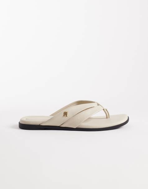 Tommy Hilfiger elevated flip flop in cream - view 1