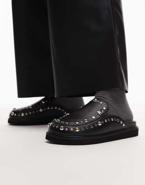 Tommy Hilfiger embellished stud detail mules in black - view 1
