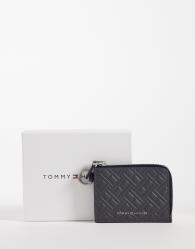 Tommy Hilfiger embossed flag logo zip cardholder in dark grey