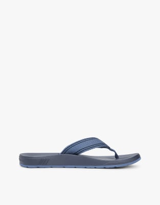  Embossed logo webbing strap flip flops in grey