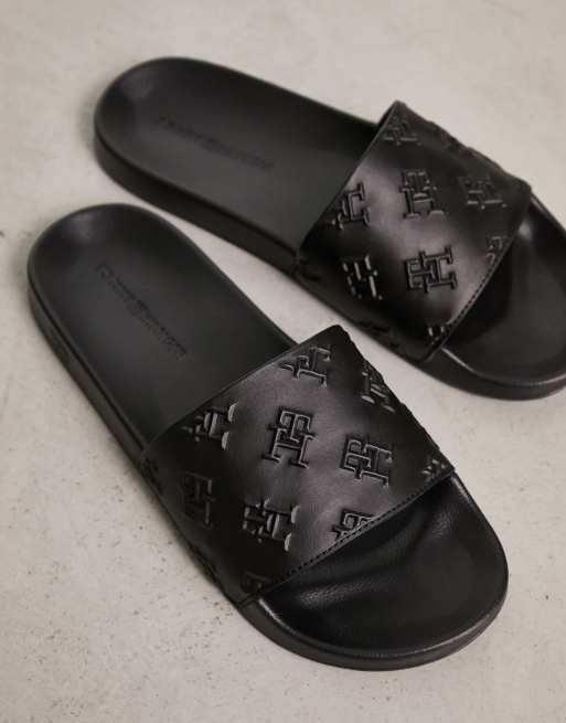 Tommy hilfiger black sliders new arrivals