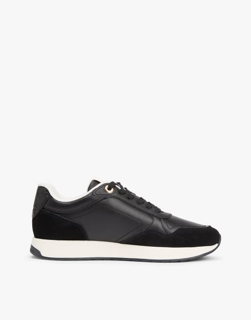 Tommy Hilfiger Embossed th monogram leather trainers in black