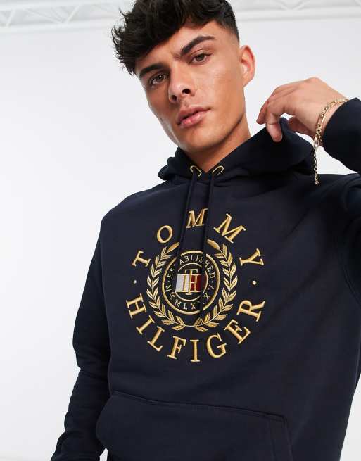 Tommy Hilfiger embroid icon roundall logo hoodie in navy | ASOS