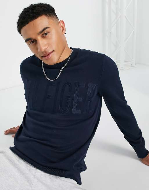 Navy blue clearance tommy hilfiger jumper