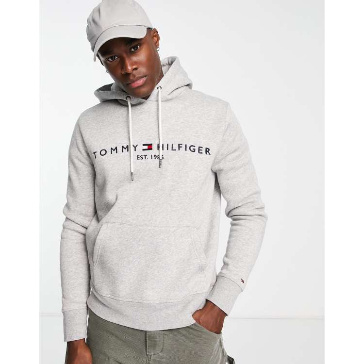 Tommy hilfiger grey store logo hoodie