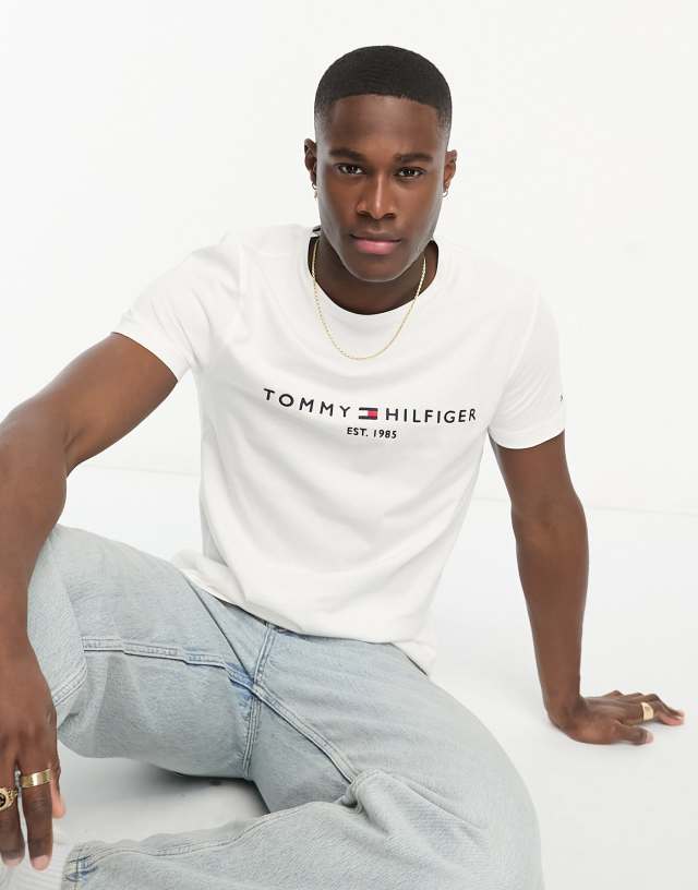 Tommy Hilfiger embroidered flag logo t-shirt in white