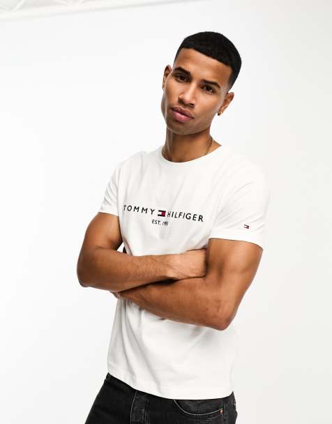 Tommy Hilfiger embroidered flag logo t-shirt in white - view 1