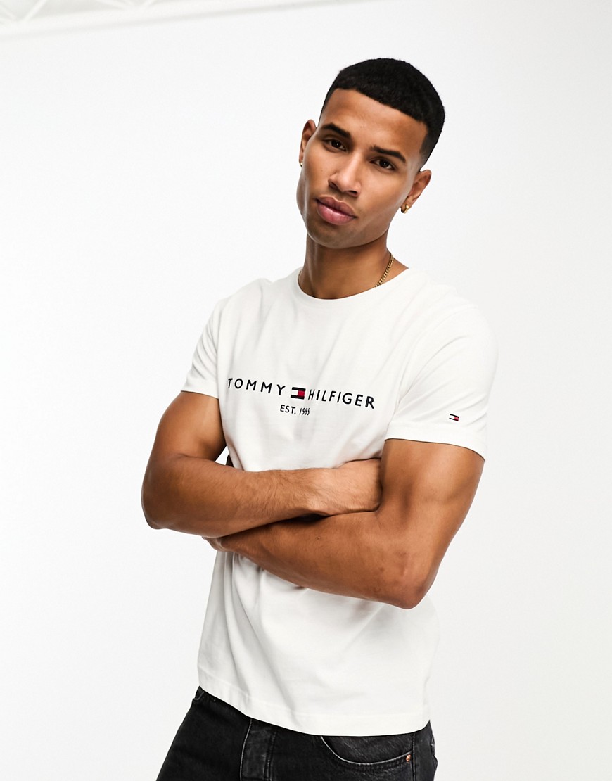 Tommy Hilfiger embroidered flag logo t-shirt in white