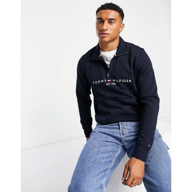 Tommy Hilfiger Men's THD Half Zip Hoodie Sweatshirt at  Men’s  Clothing store