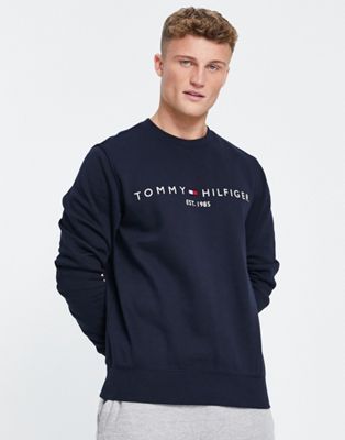 Tommy Hilfiger embroidered logo sweatshirt in navy | ASOS