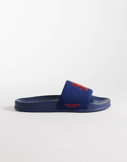 Tommy Hilfiger embroidered pool slider in blue, 3 of 4