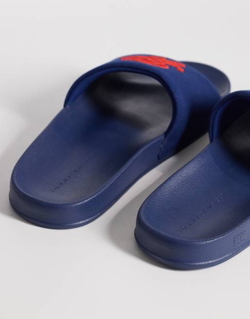 Tommy Hilfiger embroidered pool slider in blue, 4 of 4