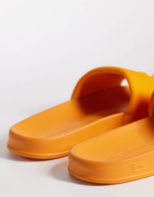 Tommy Hilfiger embroidered pool slider in orange, 4 of 4