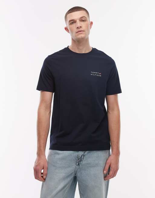 Tommy Hilfiger embroidered stack logo t-shirt in navy, 3 of 5