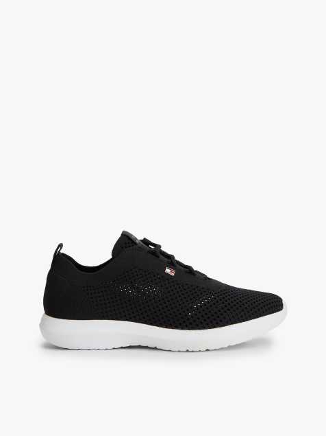 Tommy Hilfiger Enamel flag knit trainers in black - view 1