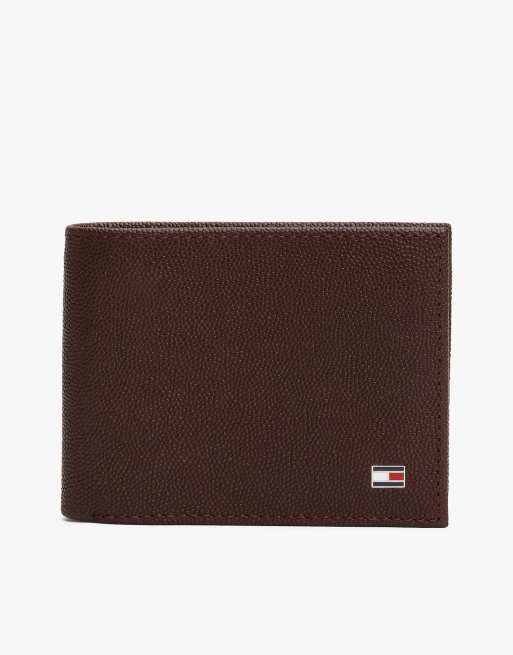 Tommy Hilfiger Enamel flag leather bifold wallet in black