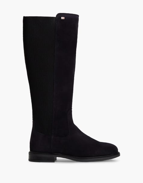 Tommy Hilfiger Enamel flag suede high chelsea boots in dark blue - view 1