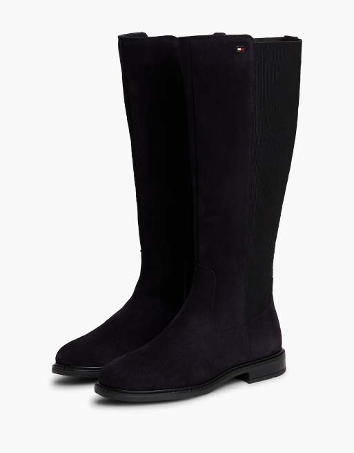 Tommy Hilfiger Enamel flag suede high chelsea boots in dark blue, 2 of 7