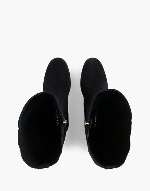 Tommy Hilfiger Enamel flag suede high chelsea boots in dark blue, 3 of 7