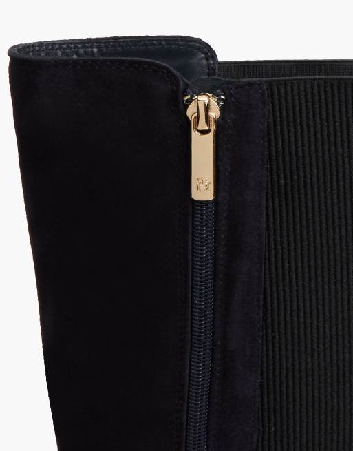 Tommy Hilfiger Enamel flag suede high chelsea boots in dark blue, 6 of 7