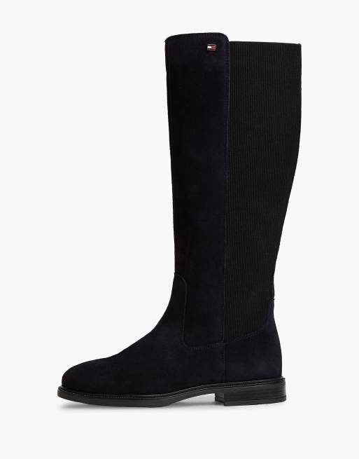 Tommy Hilfiger Enamel flag suede high chelsea boots in dark blue, 7 of 7
